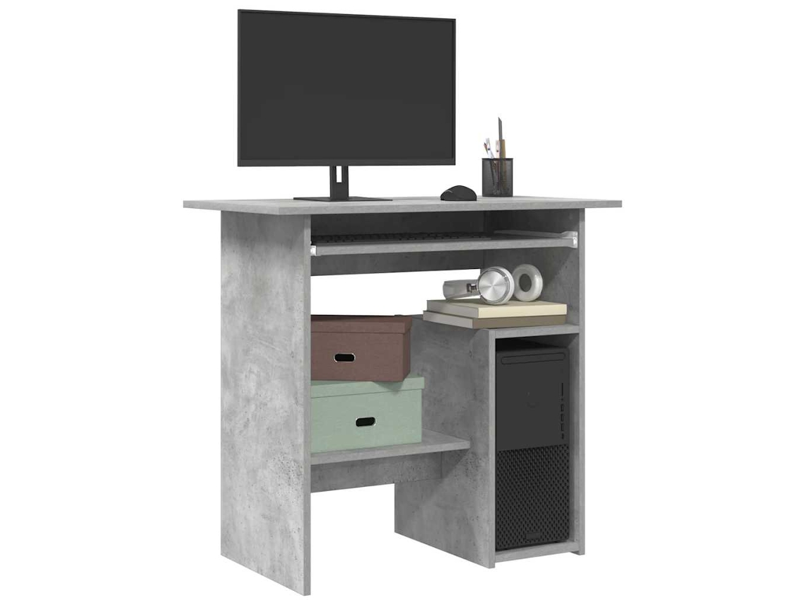 Escritorio de madera contrachapada gris hormigón 80x45x74 cm