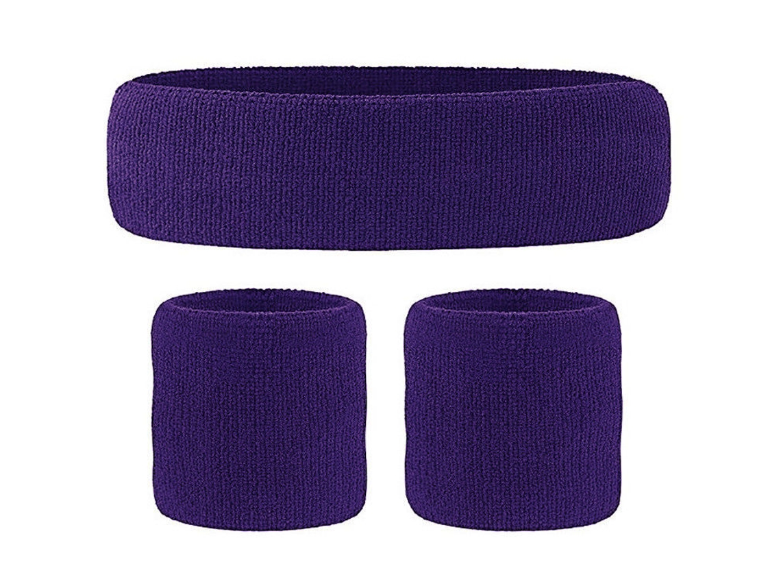 Conjunto de 3 piezas Yuysan en tela de algodón, diadema y muñequeras deportivas, color blanco.