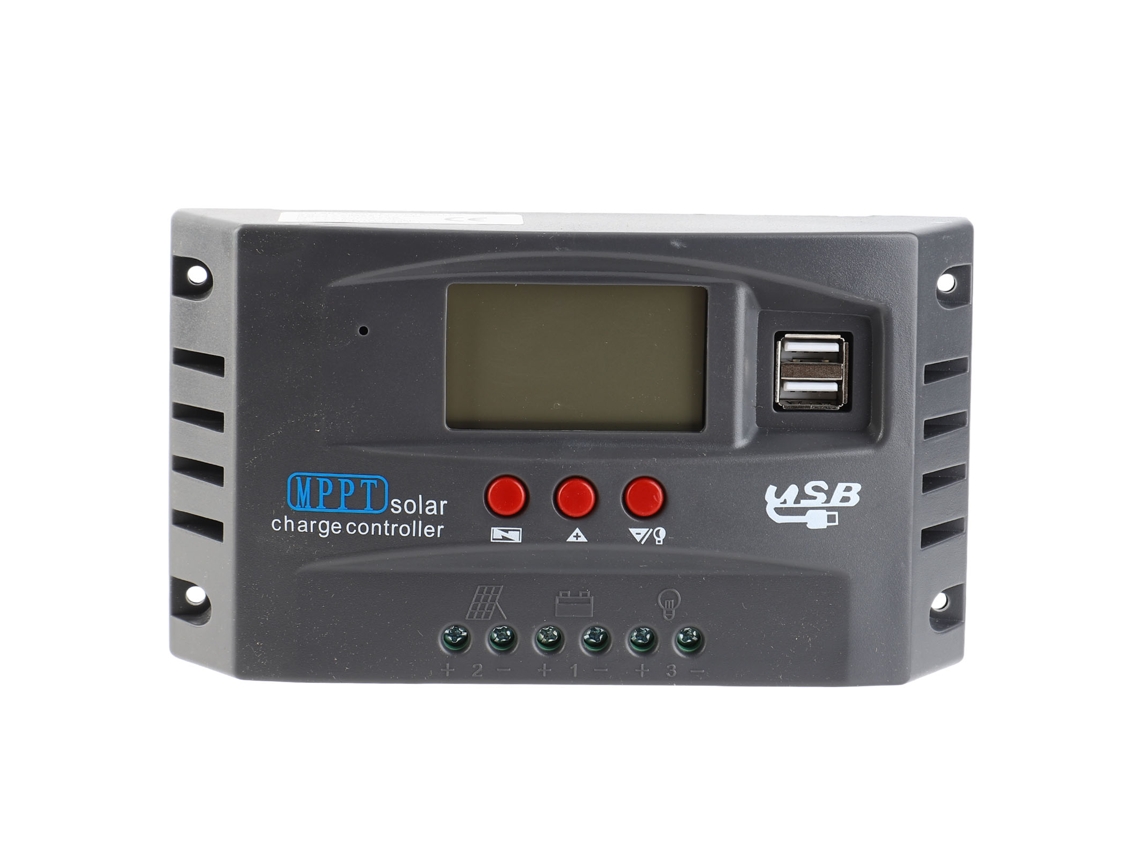 Controlador Solar De 12v/24v Con Identificación Automática, Pantalla Lcd Y Doble Puerto Usb De 5v/2a Y 60a.