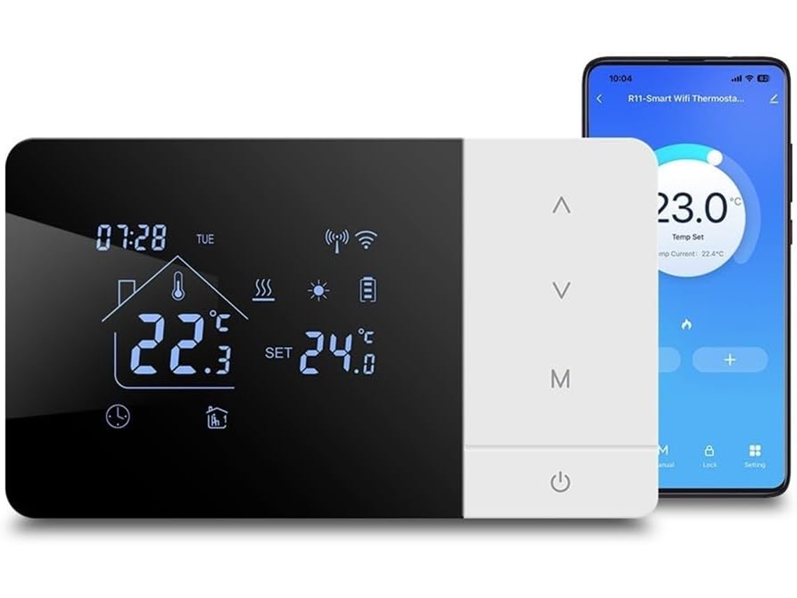 Termostato Calderas Alimentado Pilas Compatible Wifi, Admite Modos Calefacción Refrigeración Programación