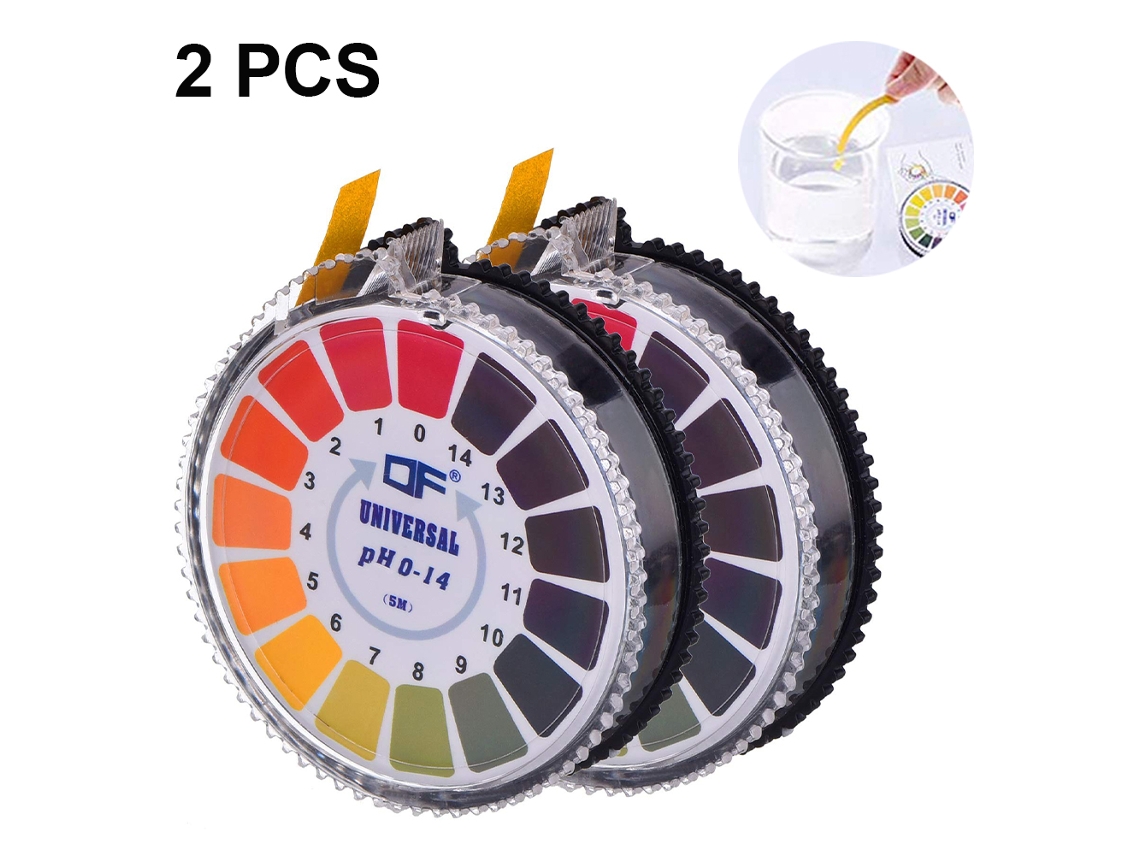 2 rollos de tiras de prueba de PH, indicador de ácido alcalino, rollo de papel de prueba para agua, orina, Saliva, suelo, tornasol, herramienta de medición de prueba precisa