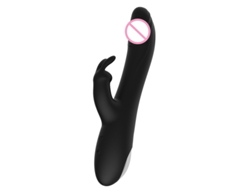 Vibrador femenino de conejo telescópico de doble motor de 10 velocidades (negro) YIZHOOD