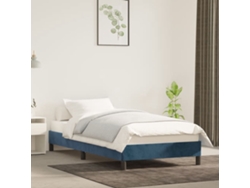Estructura De Cama Sin Colchón Terciopelo Azul Oscuro 90x190 Cm