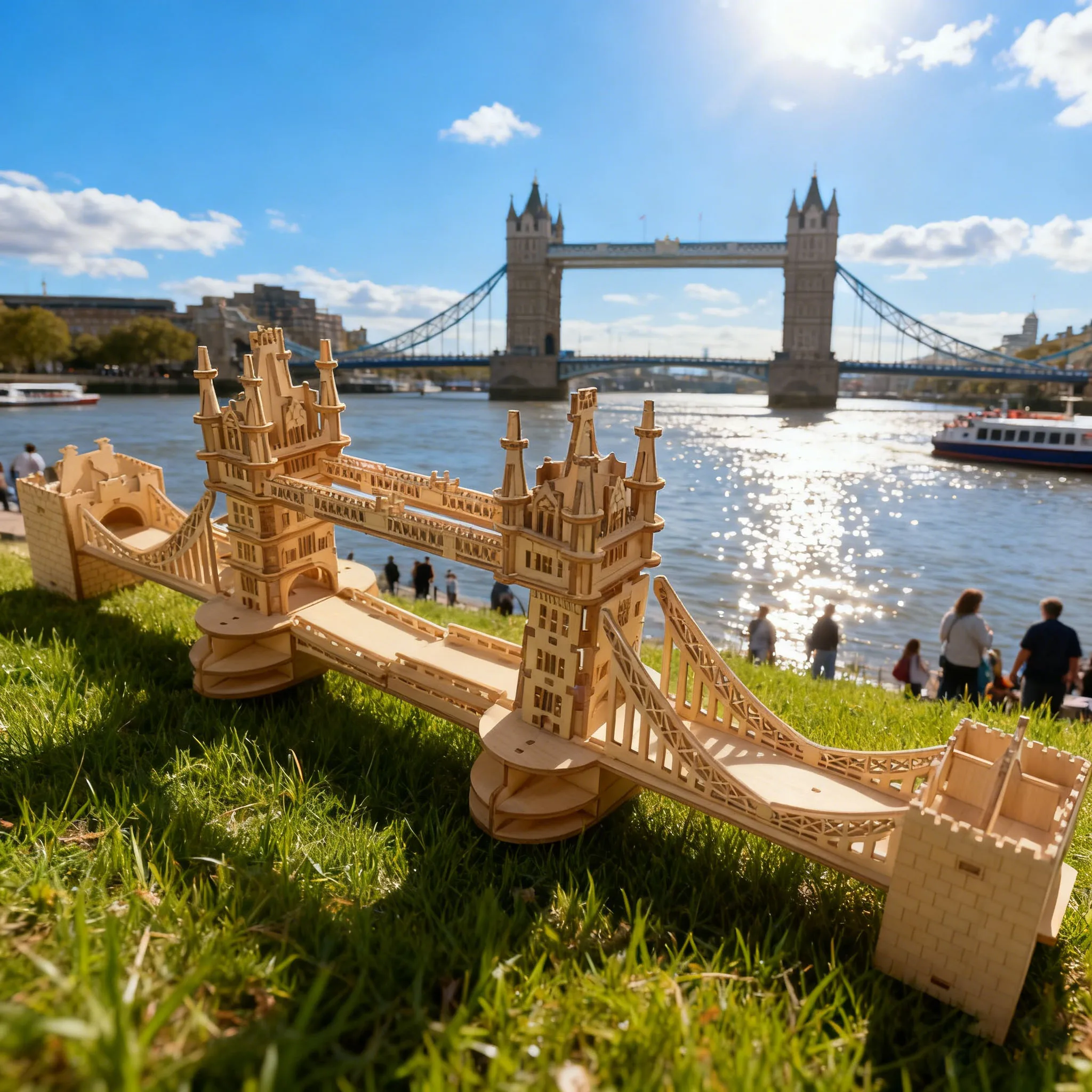 Juego De Rompecabezas De Madera 3d Tower Bridge - Exquisito Modelo En Miniatura