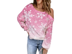 2026altiro-blusa De Hombros Descubiertos De Manga Larga Suelta Y Cómoda Con Bloques De Color Para Mujer Navidad Blanco S