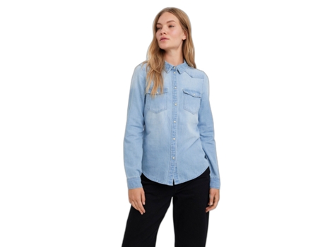 Camisa Vaquera Ajustada de Manga Larga Para Mujer Vero Moda Maria Mix New (Tam: L)