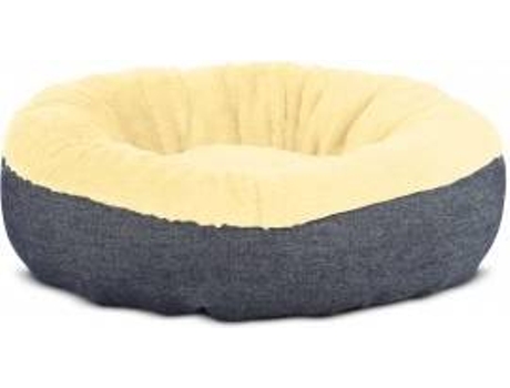 Cama Redonda para Perros y Gatos GAUTY Denim y pelo (Beige y Denim Azul - 57 cm)