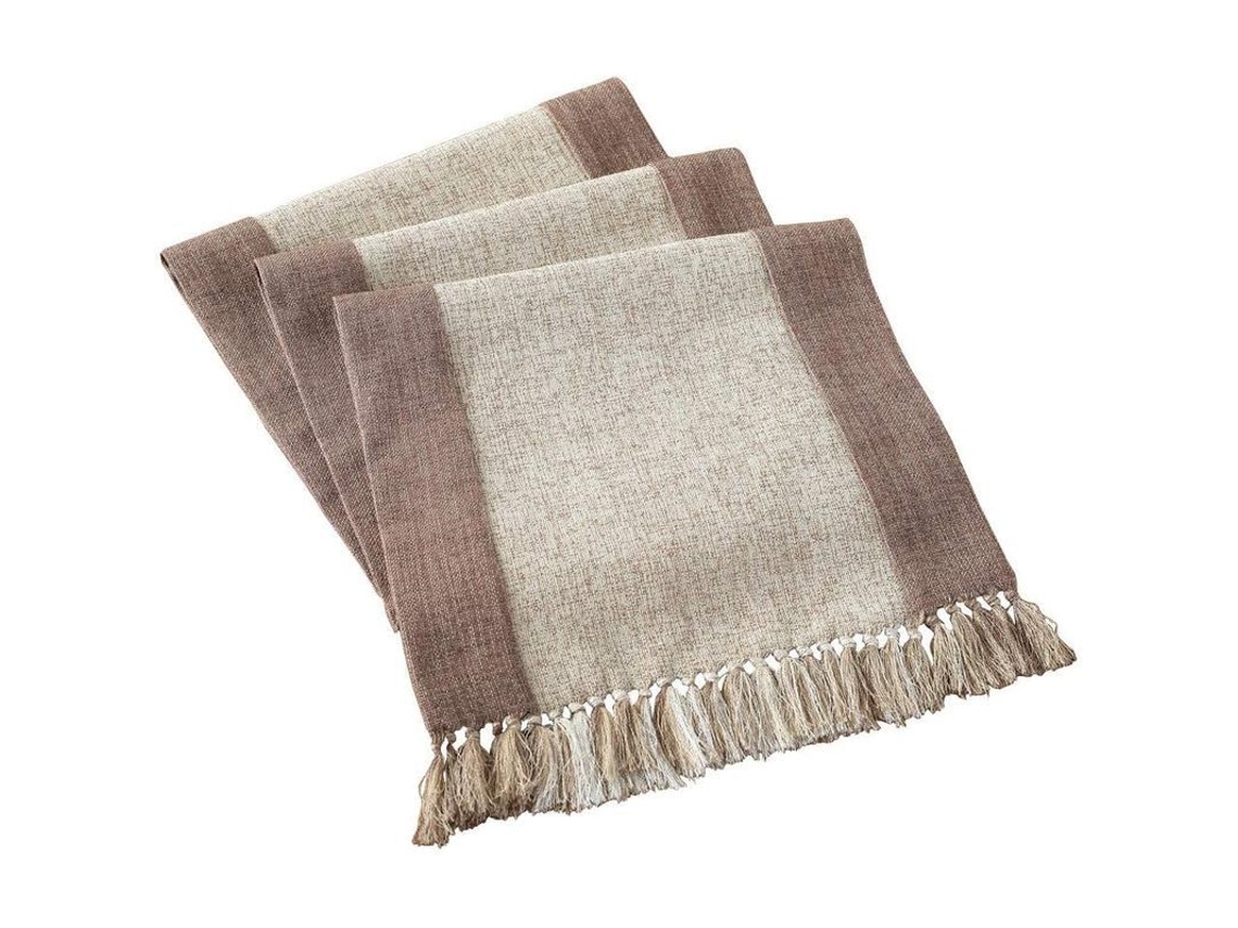 2026-mantel De Mesa Rustico Lavable 15x71 Pulgadas Beige Estilo Campestre Con Borlas Para Sala De Estar
