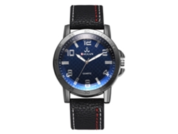 Reloj De Cuarzo Para Hombre Con Correa De Cuero Pu Estilo Casual Y Negocios Negro+azul
