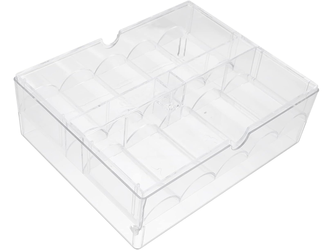 Caja Para Fichas De Póker Con 200 Fichas, Tapa De Acrílico Transparente, Organizador.
