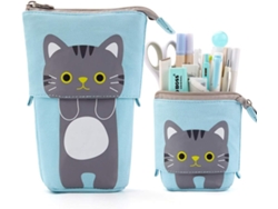 Estuche retráctil de lona de gran capacidad para lápices – 1 pieza, azul, Hexinyigjly