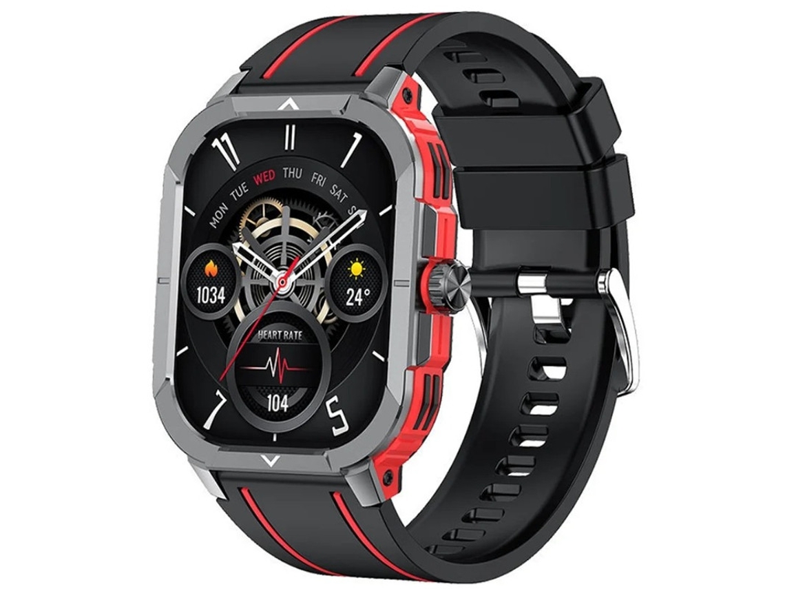 Reloj inteligente Bestvite con llamadas Bluetooth, control de voz y monitor de actividad física para ciclismo al aire libre, color rojo