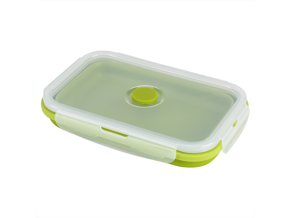 Fiambrera Plegable De Silicona De 800 Ml, Portátil, Para Almacenar Alimentos, Color Verde.