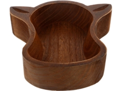 Bandeja de postre de madera marrón con diseño de cabeza, cuenco reutilizable para frutas, aperitivos y decoración del hogar - Tema de vaca - GOKOCO