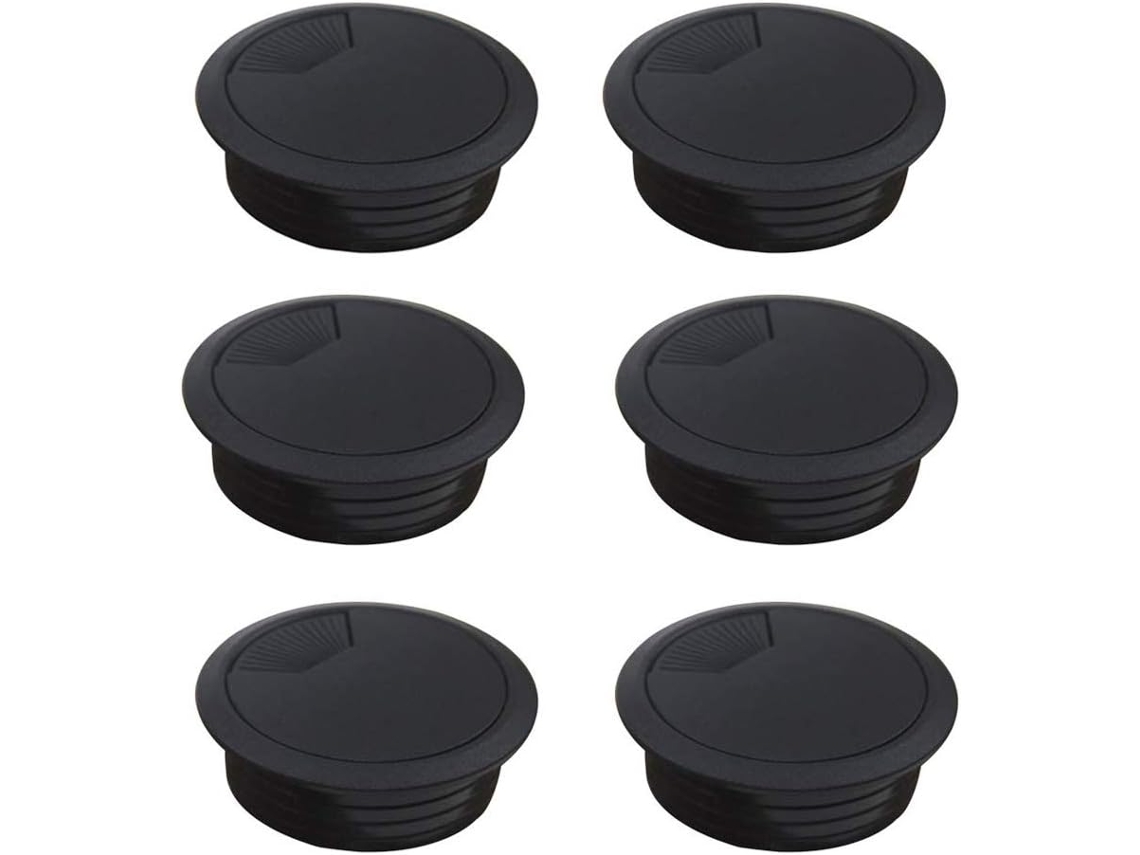 Gancho para cables negro de 50 mm para escritorio, ojal de plástico para cables, organizador de cables para escritorio (paquete de 6)