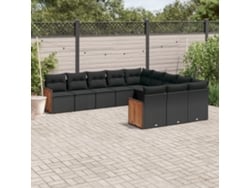 Conjunto de sofás de jardín de 11 piezas DKD Home Decor con cojines de mimbre negros
