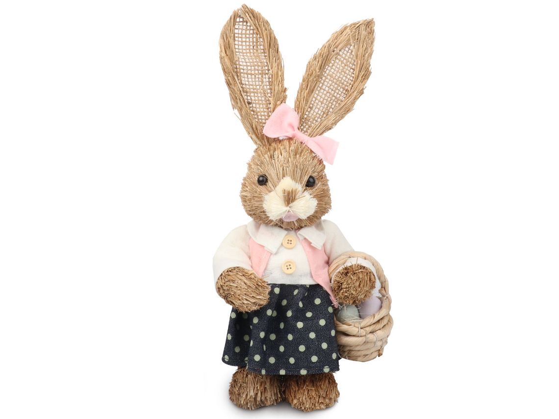 2026altiro Decoraciones de Pascua Lindo y exquisito Conejo de paja simulado Materiales de decoración festiva para niños y amigos