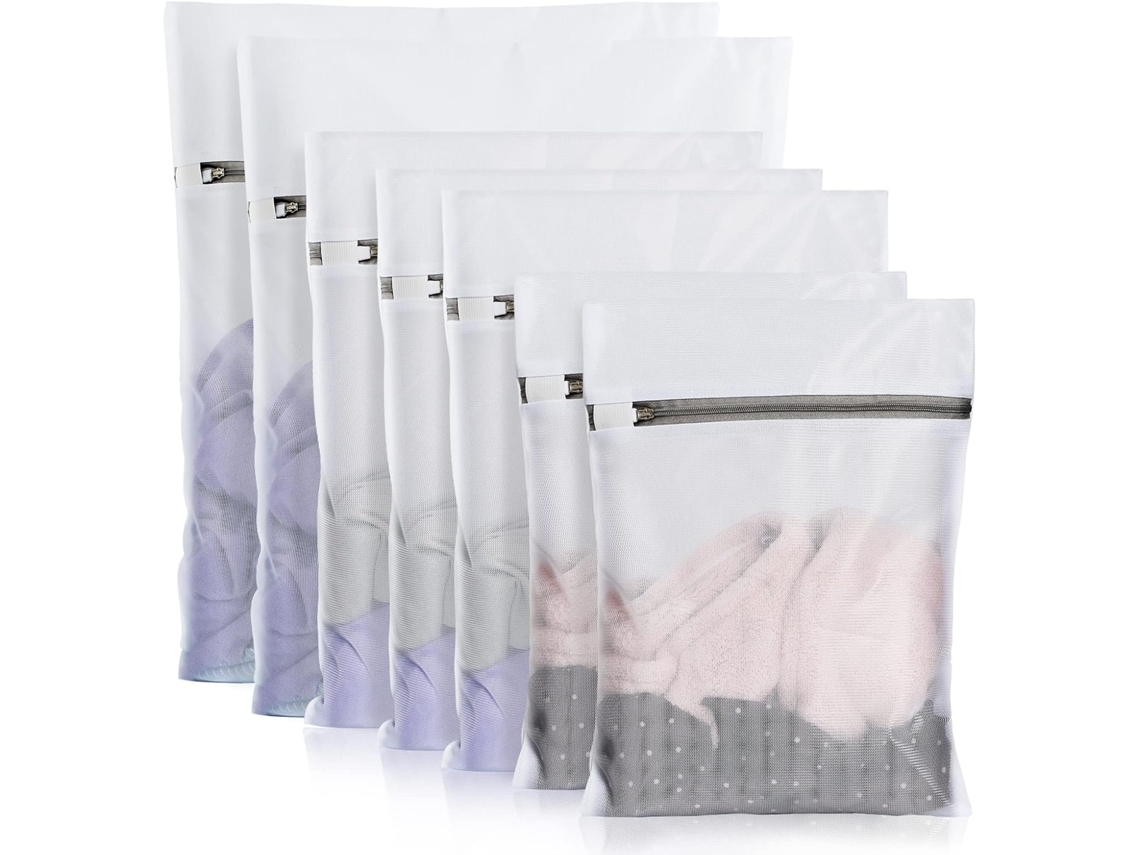 Un Juego De 7 Bolsas De Lavandería Con Cremallera, Aptas Para Prendas Delicadas.