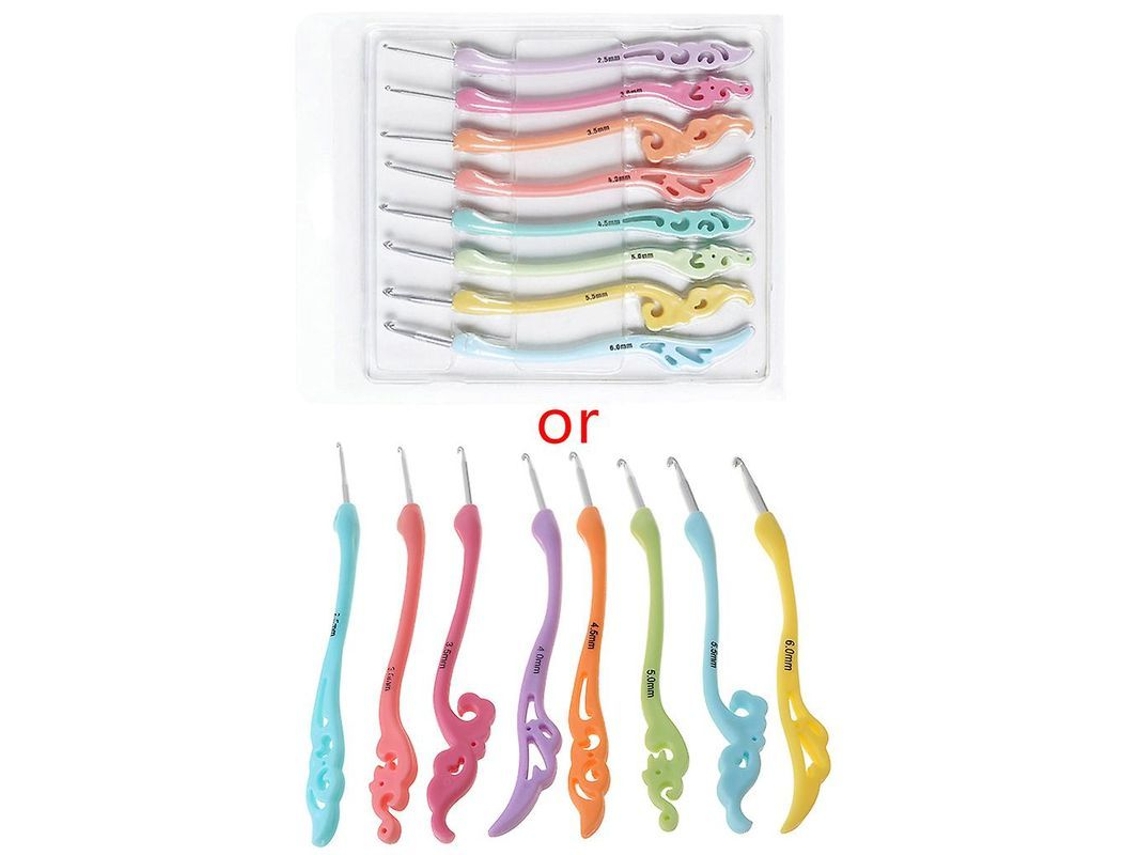2026-8pcs/set Ganchos De Tejer De Aluminio Con Mango Tpr Para Hilos Y Manualidades