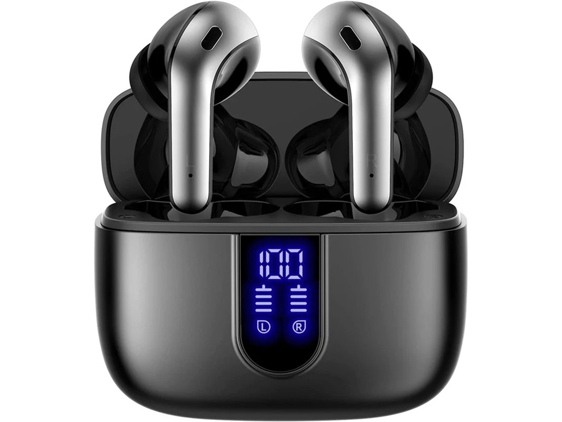 Earbuds Playback Led Power Display Carregamento Yizhood True Wireless Bluetooth Negro