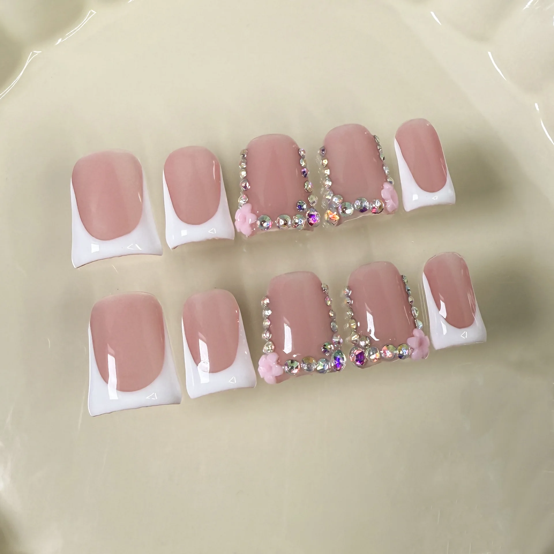 (589-s) 10 Pegatinas Rosas Para Uñas Con Forma De Pico De Pato Para Aplicar A Mano
