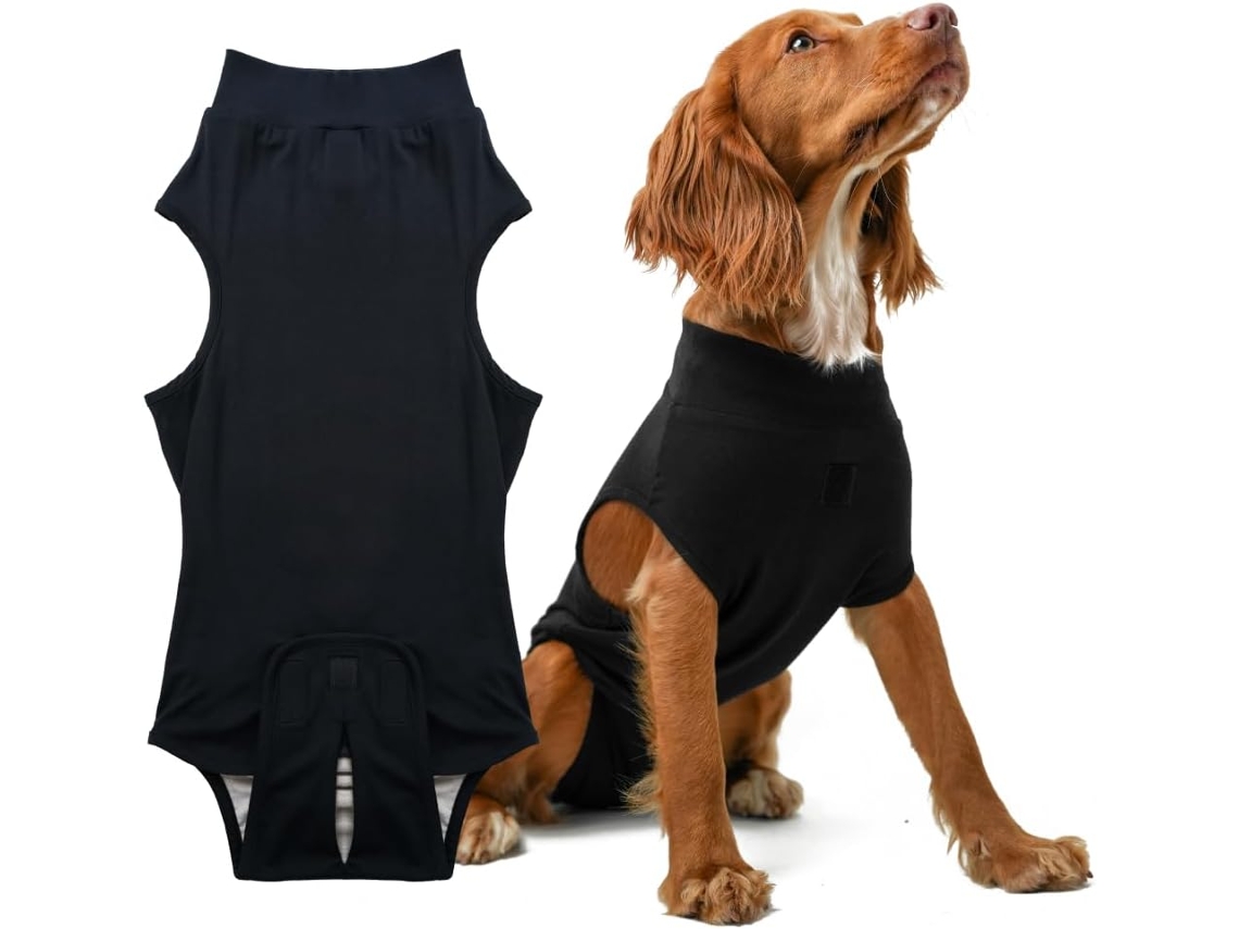 Traje de recuperación para perros, alternativo al cono isabelino, talla S (negro)