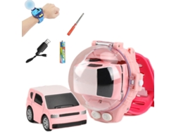 Ats-coche Rc Mini Con Reloj Control Remoto 2.4 Ghz Juguete De Carro Pequeño Con Luz Led Regalo De Cumpleaños Navidad Para Niños Niñas