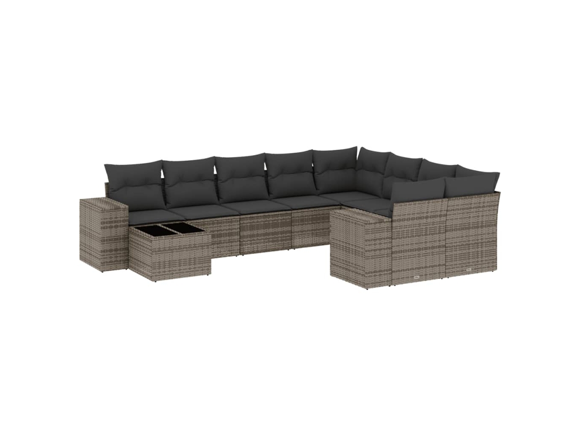 Maison Exclusive - Set De Sofás De Jardín 10 Pzas Con Cojines Ratán Sintético Gris