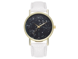 Reloj De Cuarzo Con Correa De Cuero Pu Dial De Cielo Estrellado Unisex Zhoulianfa (blanco)