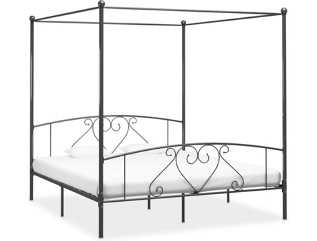 vidaXL Estructura de cama con dosel metal 200x200 cm gris