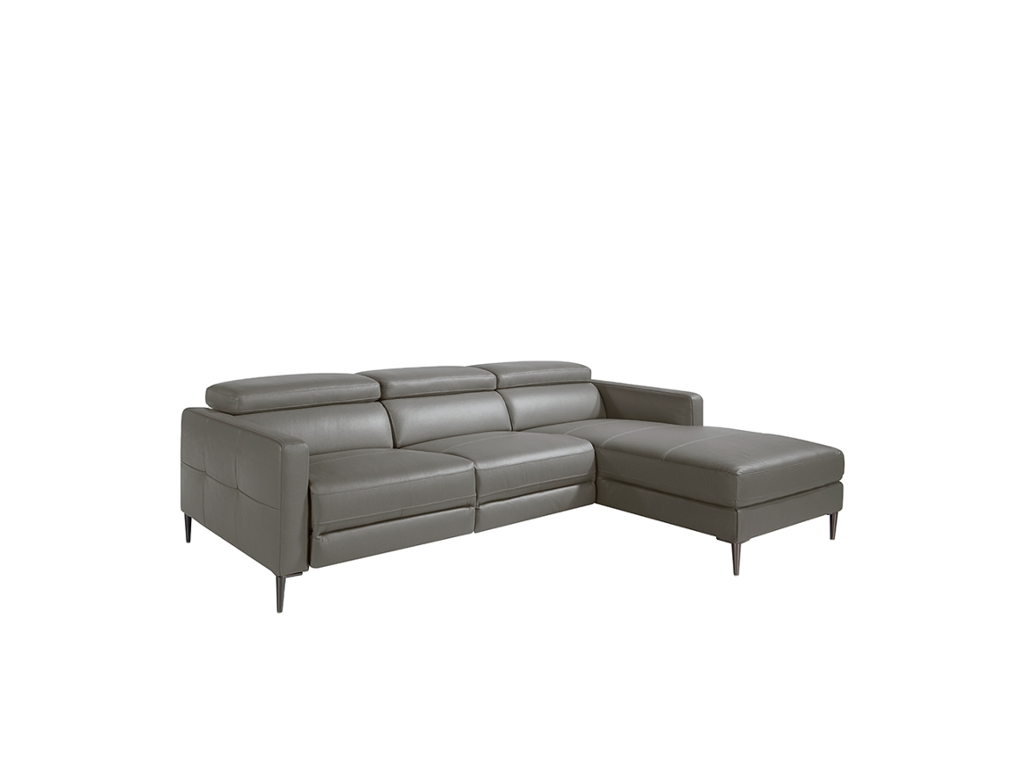 Chaiselongue en Piel ANGEL CERDA  (258 x 173 x 75/95 cm - Piel - Gris)