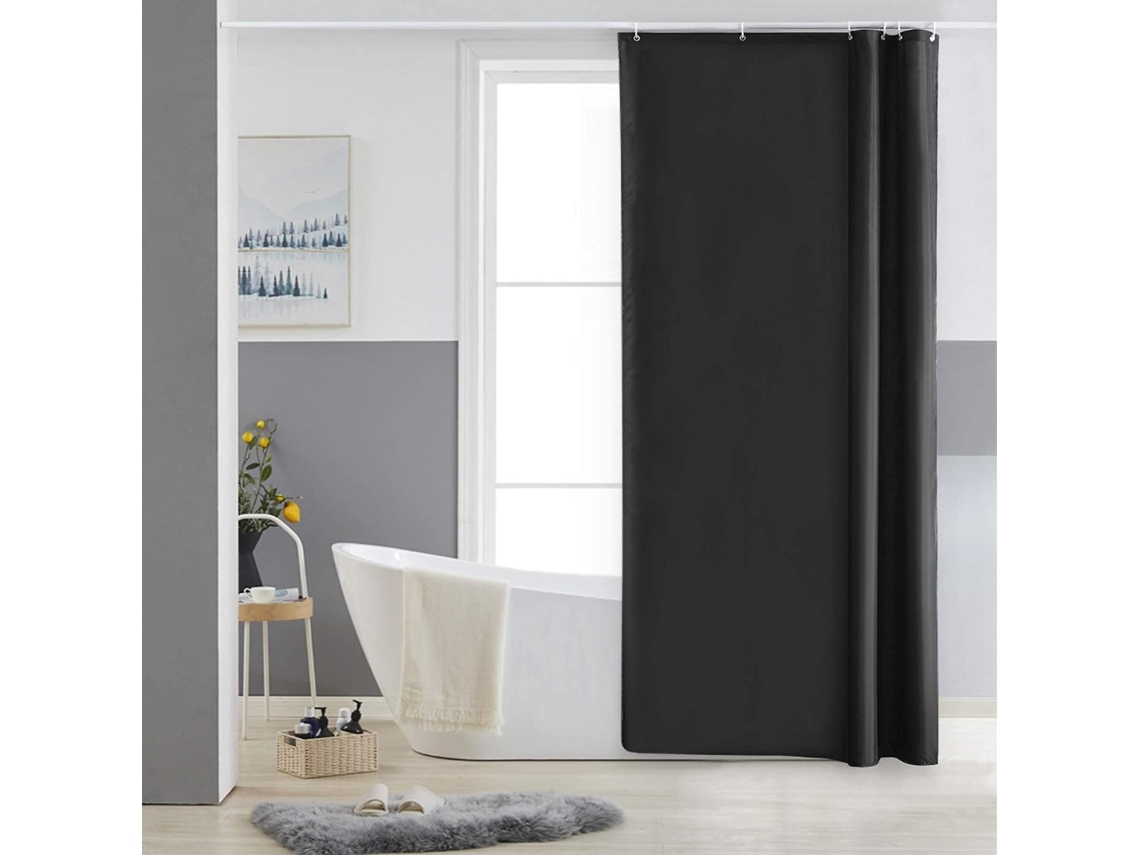 Cortina de ducha negra antimoho, tamaño pequeño, de poliéster Jortmrd (120 x 180 cm)
