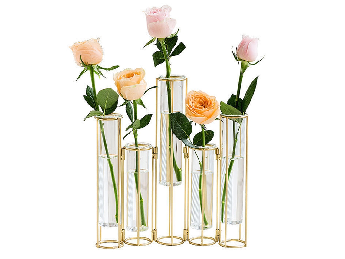 Jarrón De Cristal Transparente, Diseño De Tubo De Ensayo, Elegante Para Flores Secas, Decorativo Para La Sala De Estar.