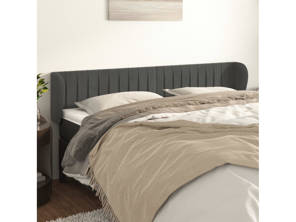 Cabecero De Terciopelo Gris Oscuro 203x23x78/88 Cm