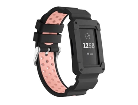 Correa de reloj inteligente para Fitbit Charge 3, funda protectora de silicona todo en uno, correa de repuesto para reloj (rosa)