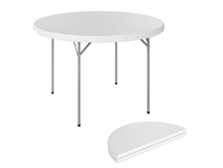 Mesa Plegable De Camping De Hdpe De 120x120x74cm Con Patas Antideslizantes, Color Blanco.