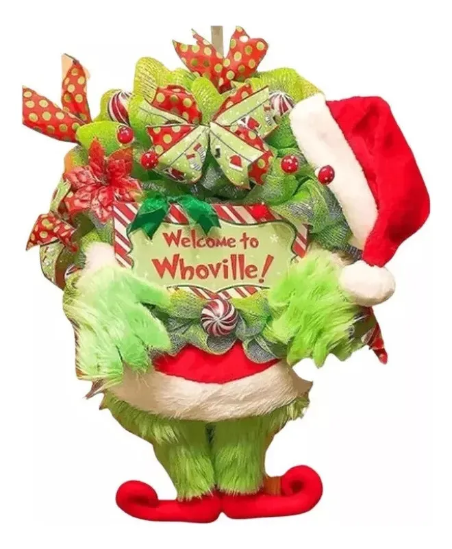 Nueva corona navideña CB 40 cm, corona de peluche del Grinch, vayotoy