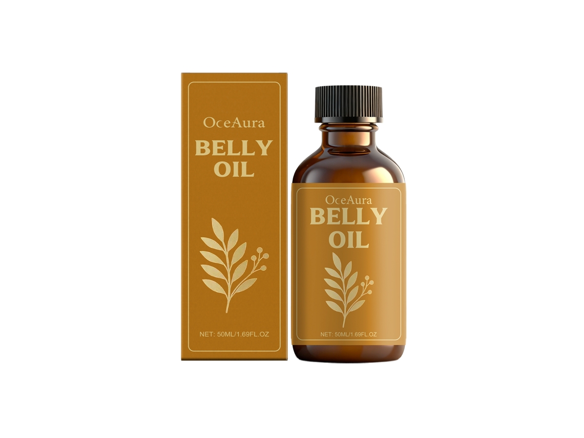 Aceite suave para el cuidado abdominal con efecto nutritivo e hidratante.