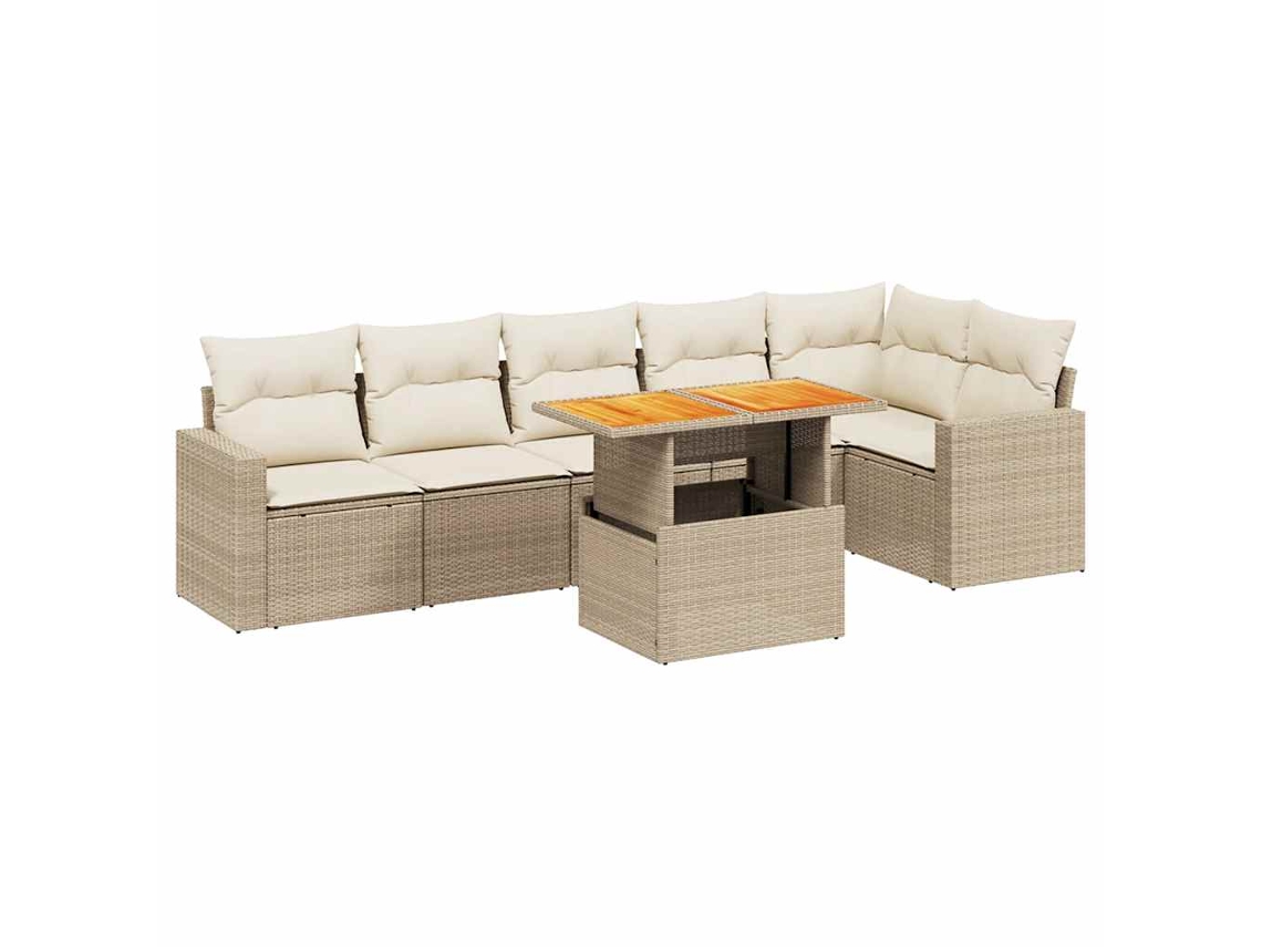 Conjunto 7 De Sofás Para Jardín VIDAXL Beige Poli Ratán