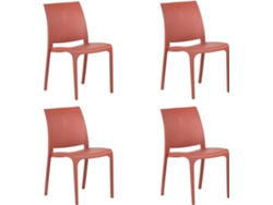 Silla apilable de resina fabricada en Italia diseño para interior y exterior SOFIA Rojo 4 piezas DIVINA HOME