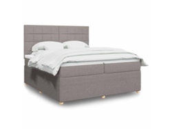 Cama Box Spring Con Colchón Tela Gris Taupe 200x200 Cm