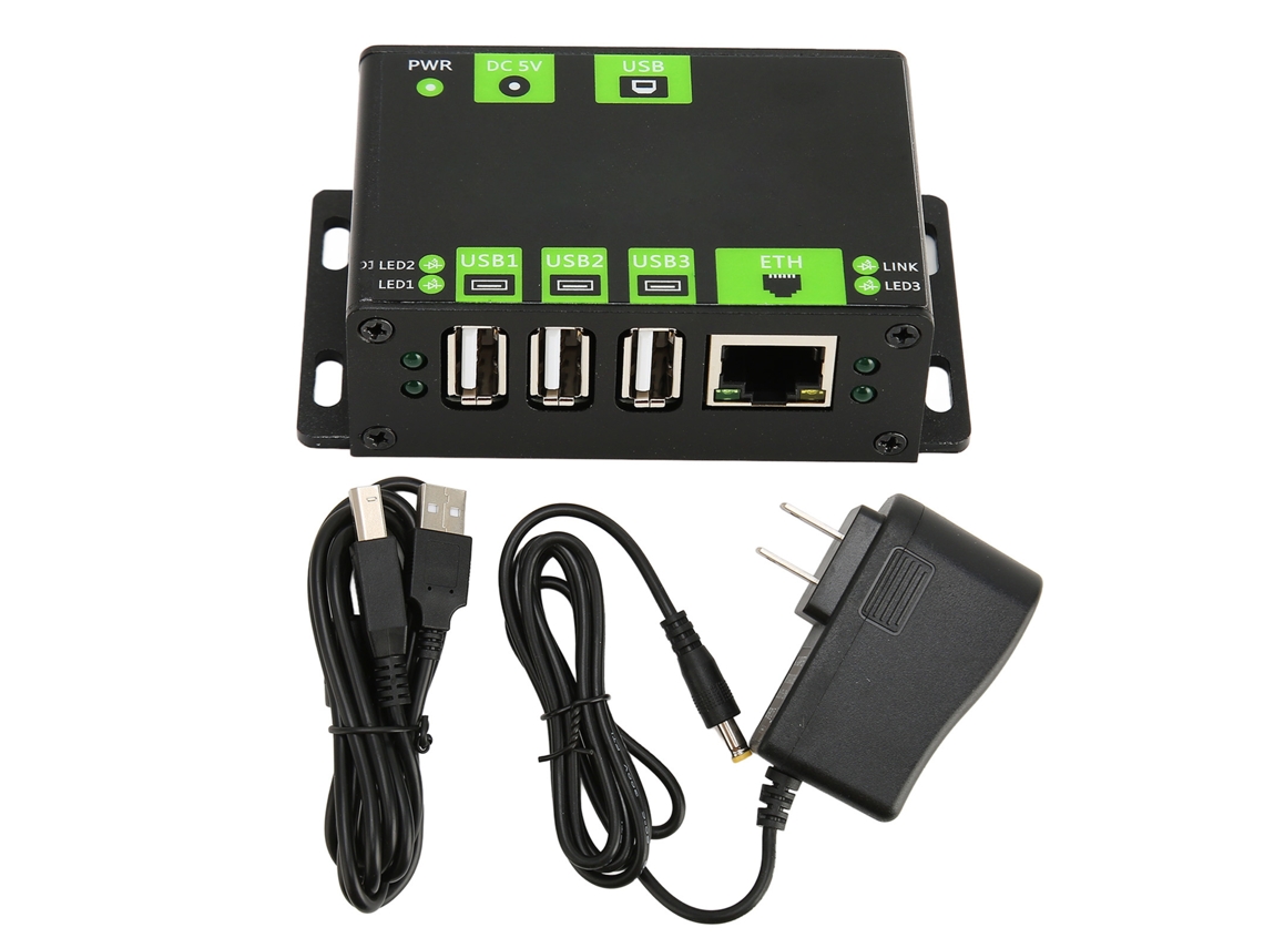 Concentrador Usb De Grado Industrial Con 3 Puertos Usb 2.0 Y Puerto De Red De 100m, Carcasa Metálica, Conector Usb.