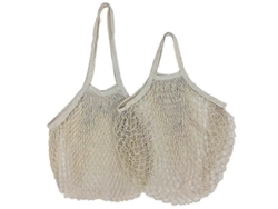 Juego de 2 bolsas de compra reutilizables, bolsa de malla portátil para frutas y verduras, ecológica, plegable, de algodón, para ir de compras, C