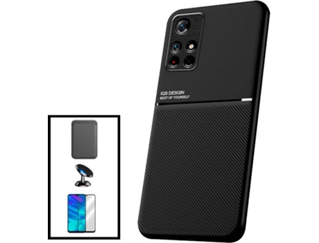 Kit Funda Magnetic Lux, Magnetic Wallet, 5D Full Cover, Protector de Cámara Trasera y Soporte Magnético de Coche Xiaomi Poco M4 Pro 5G PHONECARE Ne...