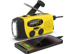Radio Solar De Emergencia, Radio Portátil De Manivela Am/Fm Con Linterna Led, Batería De 2000 Mah/Amarillo DIGITALLAB