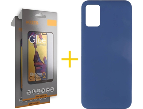 Kit Funda + 2 Protectores de Pantalla Samsung Galaxy A51 ACCETEL Full Silicona Líquida (Azul)