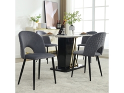Juego De 4 Sillas De Comedor De Terciopelo Gris Diamante