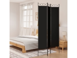 Separador de ambientes con 3 paneles, 120x220 cm, tela negra.