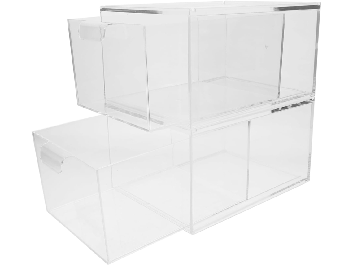 Juego de 2 cajas organizadoras apilables para cosméticos CHABERLU