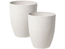 Conjunto de 2 macetas BELIANI Croton de Mezcla de piedra Blanco 35x35x42
